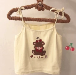 Débardeur Crop Top Ours Kawaii -Dessin Animé Vêtements 20210817003044 2