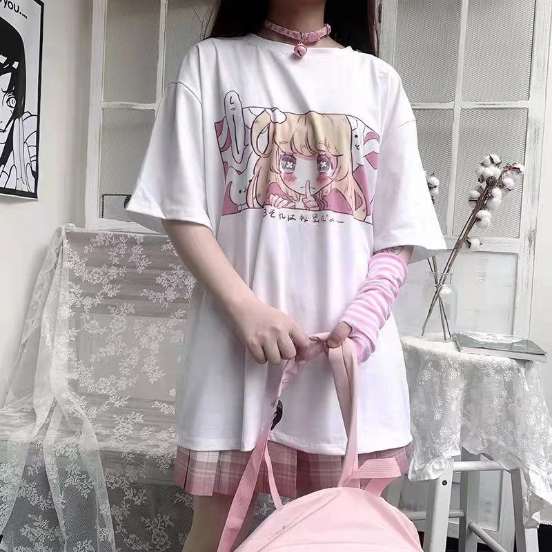T Shirt Oversize - Harajuku Kawaii Girl Japonais 6 T Shirt Oversize - Harajuku Kawaii Girl Japonais – Image 6