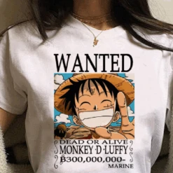 T Shirt - One Piece Luffy -Dessin Animé Vêtements luffy wanted 1 4